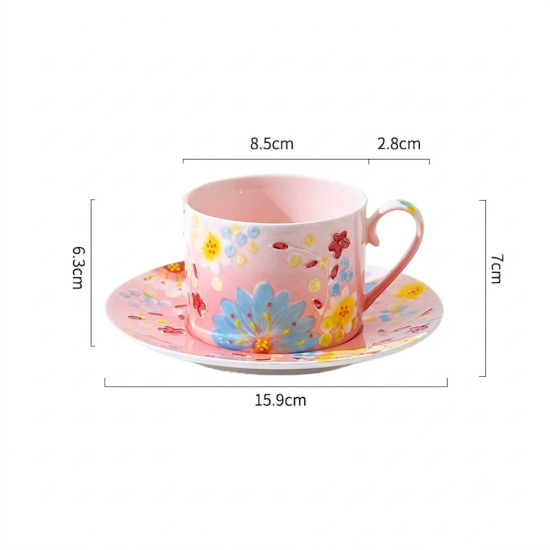 Floral Porcelain Mug & Saucer 250 ml